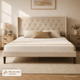 thumbnail image 2 of Marco de Cama Matrimonial Tapizado con Cabecera Wingback, Estructura de Acero y Listones de Madera, Beige, 196 x 145 x 119 cm, 2 of 8