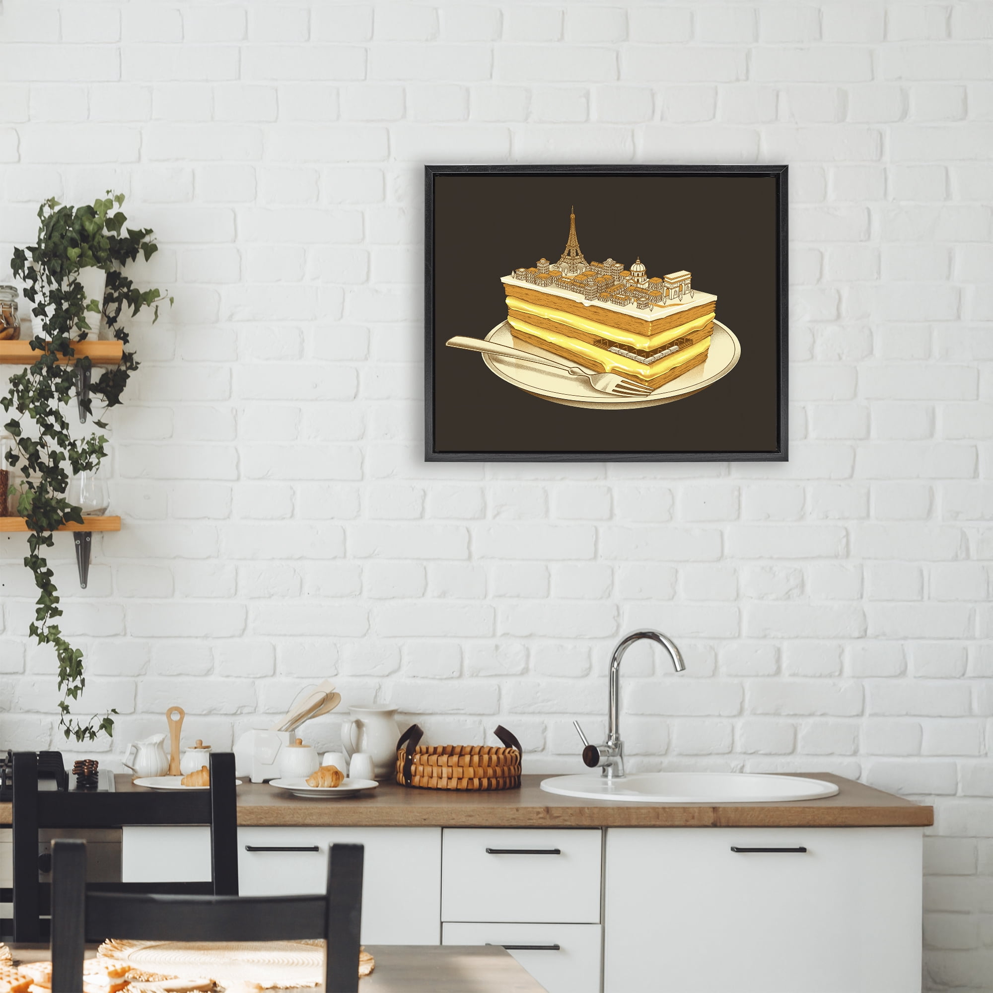 Stupell Industries Hungry For Travels Paris Black Framed Floater Canvas Wall Art, design by Tobe Fonseca