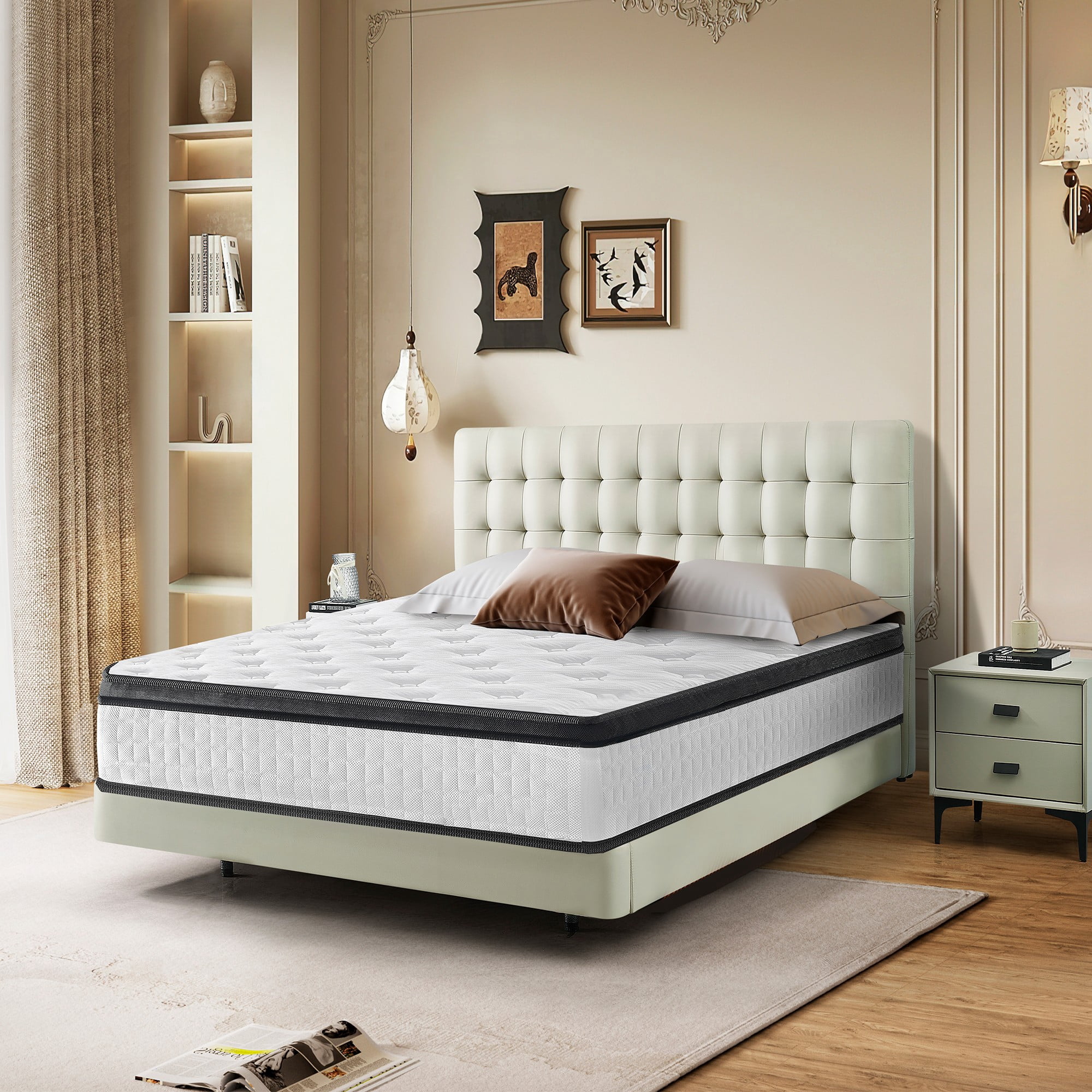 Round Storage Ottoman,2 in 1 Function,End Table and Ottoman,Coffee Table with Storage for Living Room,LIGHT GREY
