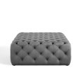 thumbnail image 4 of Tufted Accent Chair Ottoman, Square, Velvet, Grey Gray, Modern Contemporary Urban Design, Living Lounge Room Hotel Lobby Hospitality, 4 of 6