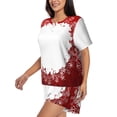 thumbnail image 2 of Kdxio Winter Christmas Snowflake Print Pajamas Sets for Women Short-Sleeved Pjs with Lounge Shorts Two Piece Sleepwear S-4XL, 2 of 8