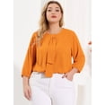 thumbnail image 4 of Women's Plus Size Work Round Neck Ruffle Chiffon Blouse Top Orange 2X, 4 of 6