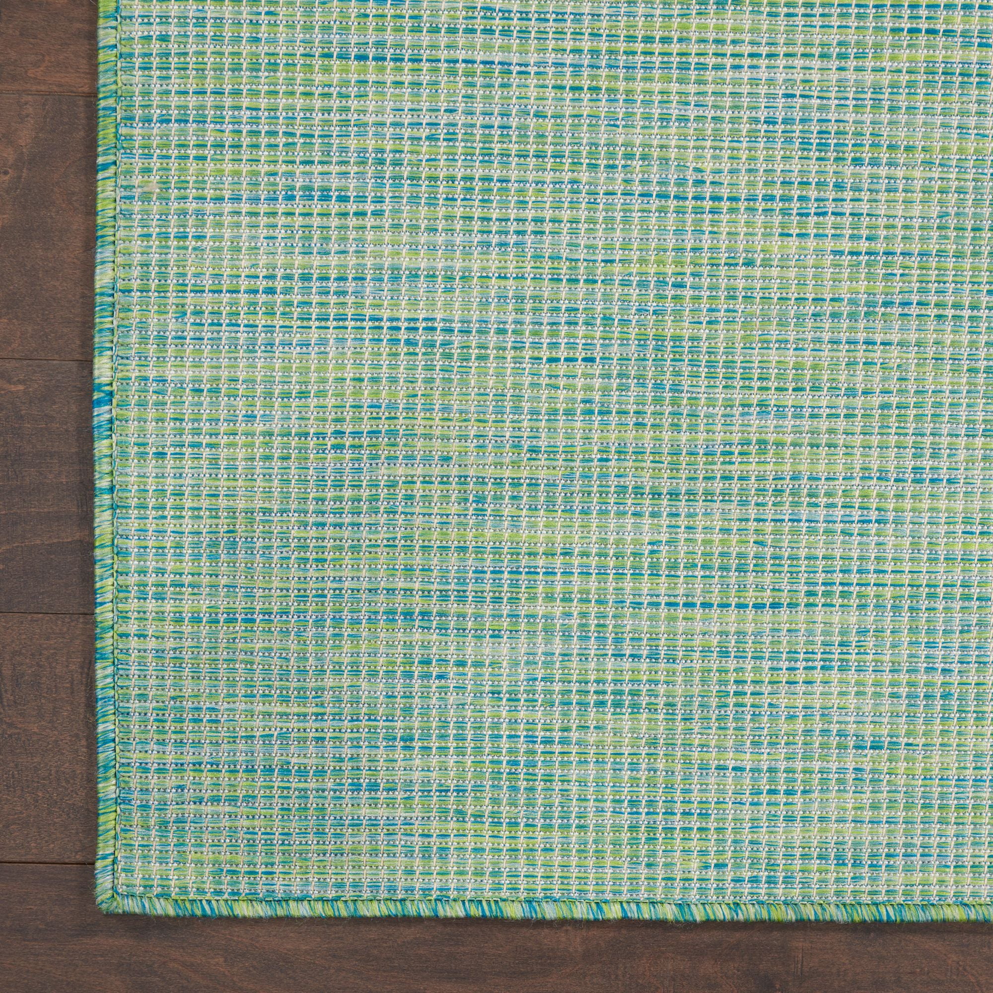 Nourison Positano Solid Indoor Outdoor Rug Blue Green 2' x 6'