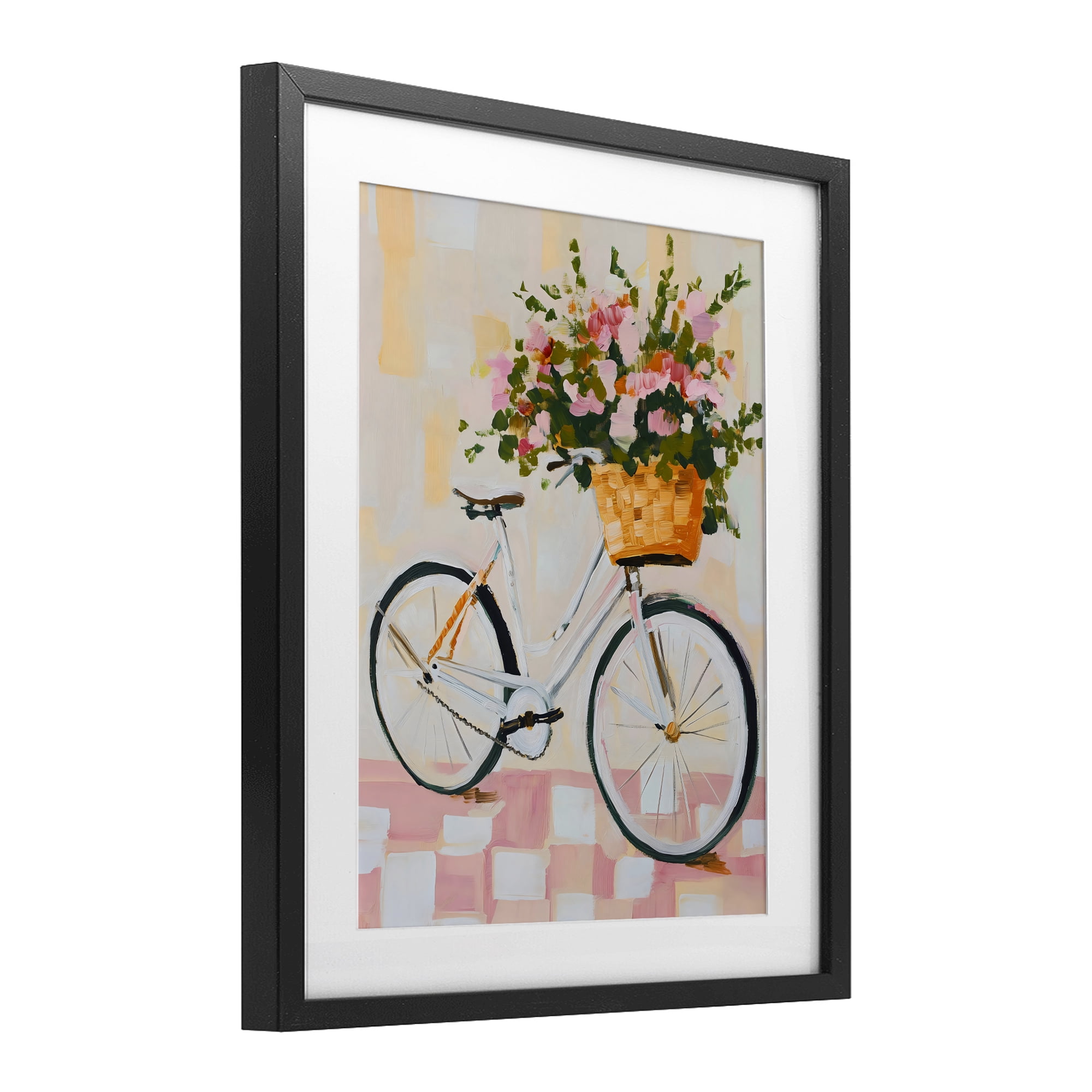 Stupell Industries Blooming Bicycle Basket Black Framed Print Under Glass, design by The Prints Vibe