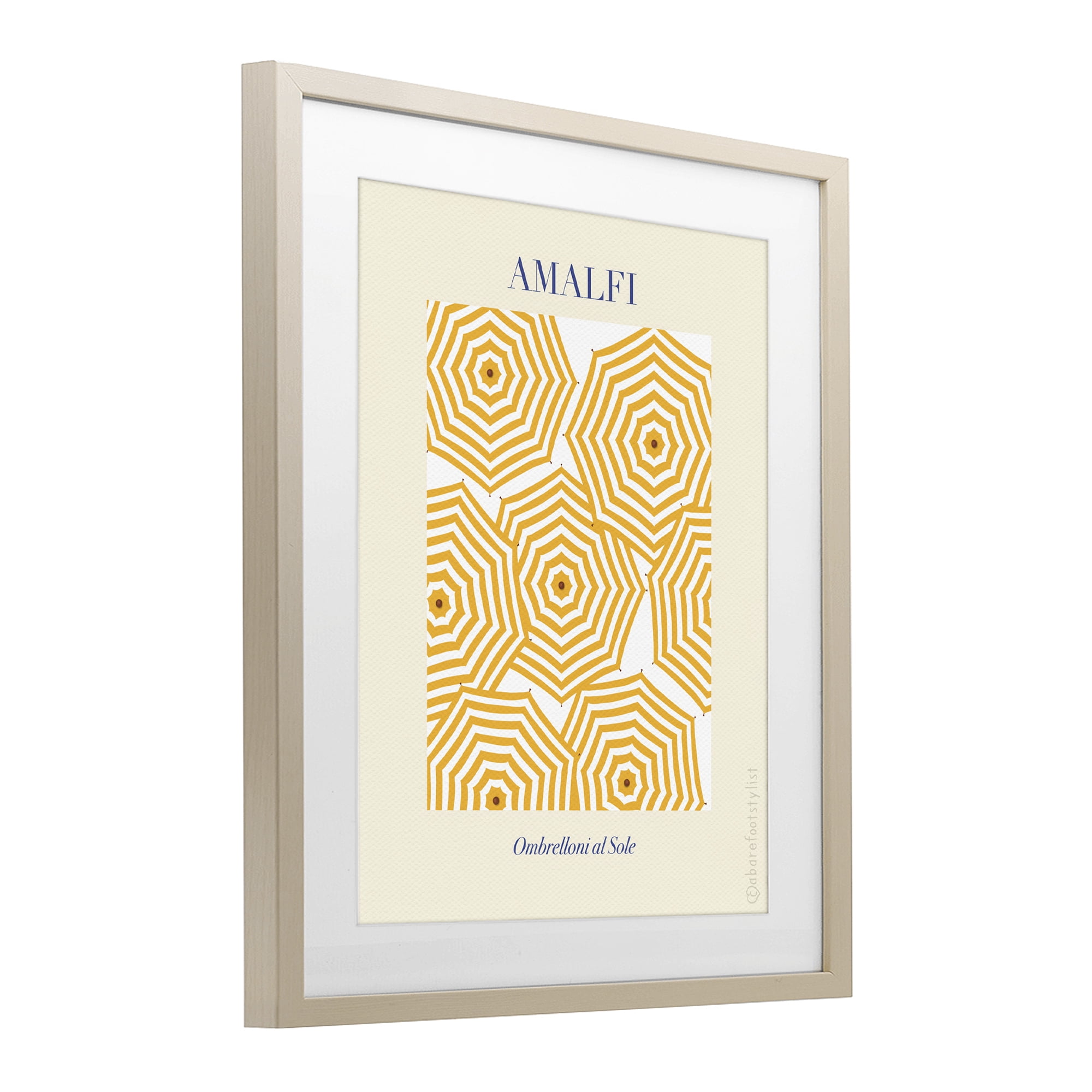 Stupell Industries Yellow Amalfi Umbrellas Birch Framed Print Under Glass, design by A Barefoot Stylist
