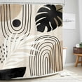 thumbnail image 3 of Boho Black Brown Beige Shower Curtain Modern Mid Century Tropical Palm Leaf Bathroom Minimalist Geometric Arch 72Wx72L Inches Bath Accessories Art Home Decor Fabric 12 Pack Hooks, 3 of 6