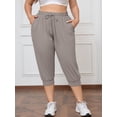 thumbnail image 5 of SHOWMALL Plus Size Capri Pants for Women Workout Relaxed Joggers Pants with Drawstring Pockets Gray 1X, 5 of 7