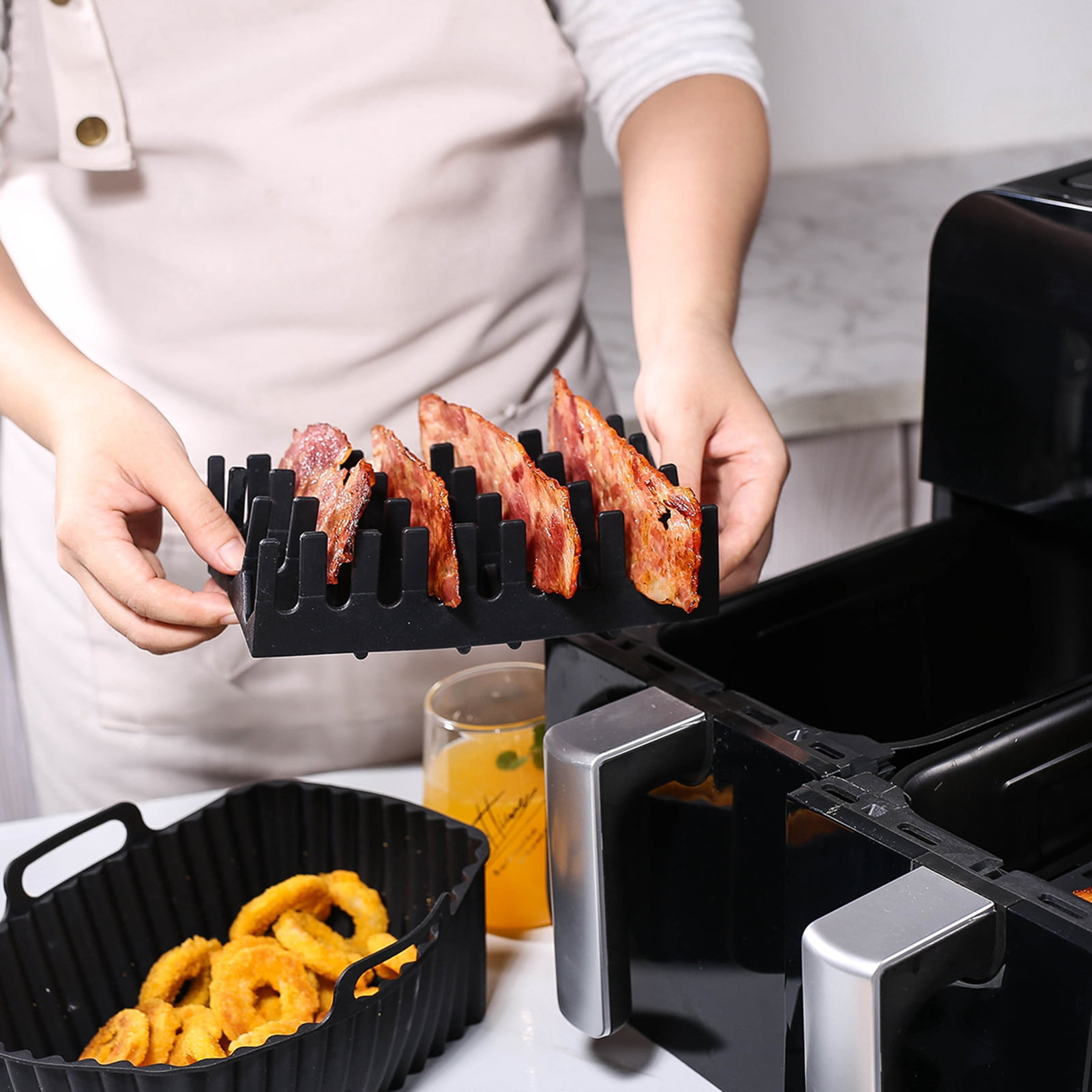 ZenCart Silicone Baking Mat Non-Stick Air Fryer Liner for Cakes Cookies Jelly Pudding Oven Pan Hot Dog Bacon Rack Reusable Cake Molds