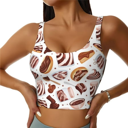 Racerback Sports Bras For Women High Support  Chocolate Cream Bread Print Workout Tank Tops Woman  Workout Yoga Running Bra
