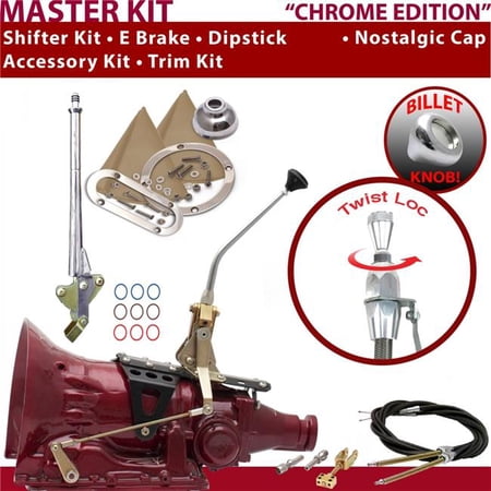 American Shifter C4 Shifter Kit Chrome 10 in. E Brake Cable Trim Kit Dipstick for F8107