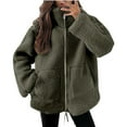 thumbnail image 3 of HTNBO Womens Fleece Jacket Oversized Zip Up Sherpa Fuzzy Casual Coats Winter Fall Outerwear Clothes with Pockets, 3 of 3
