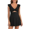 thumbnail image 3 of Sociala Maternity Ribbed One Piece Swimsuit Ruffle Twist Front Bathing Suit Retro Ruffle Swimwear, 3 of 5