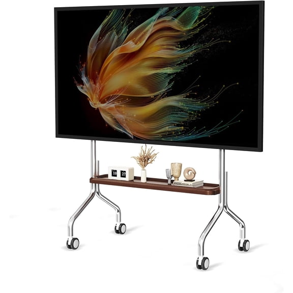 Mobile TV Cart Easel Rolling TV Stand for 32 to 75 Inch LCD LED OLED Flat Panel Screens, Stainless Steel Portable Floor TV Stand with Locking Wheels Hold Up to 110 Lbs Max VESA 600x400mm