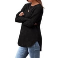 thumbnail image 5 of Charmgo Womens Sweatshirt, Women's Autumn Solid Color Crew Neck Sleeve Curved Hem Strip Warm Long Sleeve Shirts Crewneck Sweatshirts Women, Black Sweatshirt Women S, 5 of 7