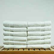 Luxury Hotel & Spa Towel Turkish Cotton Wash Cloths - White - Honeycomb - Set of 12