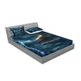 thumbnail image 2 of Ambesonne Nature Fitted Sheet & Pillow Sham Set, Old Wood Boat Dramatic, Full, Blue Brown, 2 of 2