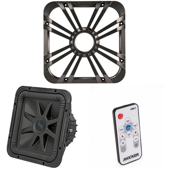 Kicker 45L7R122 L7R 12-Inch (30cm) Subwoofer, Dual Voice Coil, 2-Ohm w/ Charcoal LED Grill & Remote Bundle