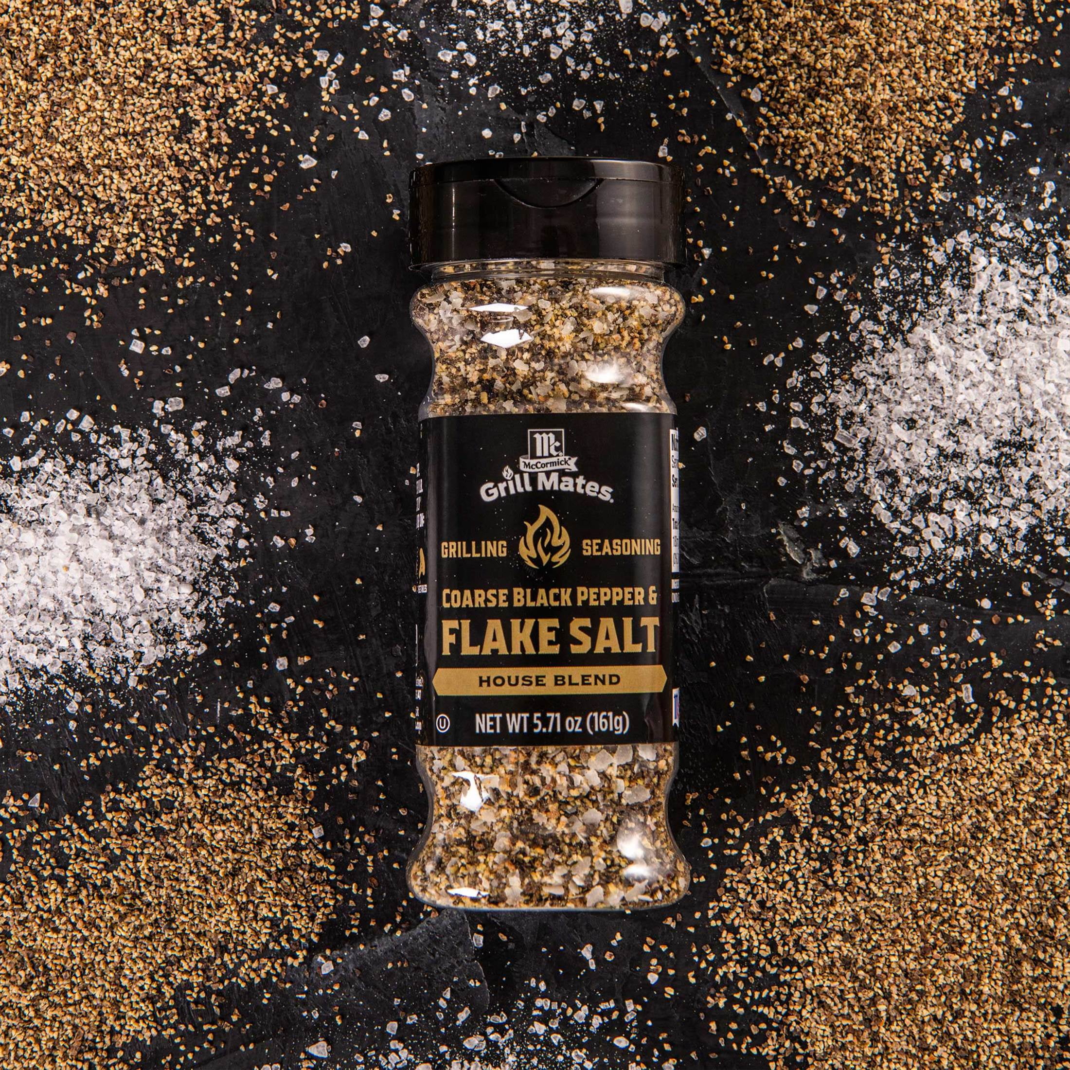(3 pack) McCormick GRILL MATES Gluten Free Coarse Black Pepper & Flake Salt Seasoning, 5.71 oz Bottle