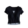 thumbnail image 2 of Pijama de manga corta para mujer, de verano, ligero y transpirable, con almohadillas para el pecho y camisetas de manga corta. Pijama de poliéster para mujer., 2 of 3