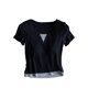 thumbnail image 2 of Pijama de manga corta para mujer, de verano, ligero y transpirable, con almohadillas para el pecho y camisetas de manga corta. Pijama de poliéster para mujer., 2 of 3