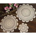 thumbnail image 3 of Fennco Styles Handmade Medallion Crochet Lace Round Cotton Placemat Doilies - 4 Pack (10-inch, Beige), 3 of 3