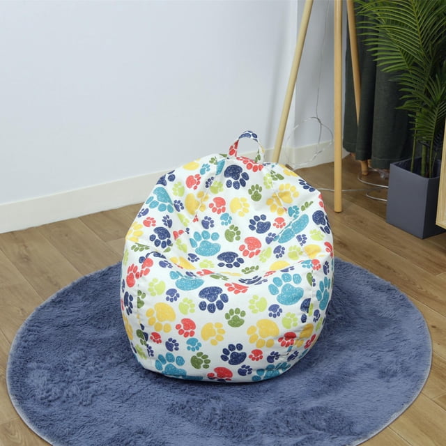 Bolsa de frijoles Funda para silla Organizando animales de peluche multifunzionale Suave y linda Impresión Puf Funda para silla Tumbona Sillas Huella Macarena Cubierta de la bolsa de frijoles