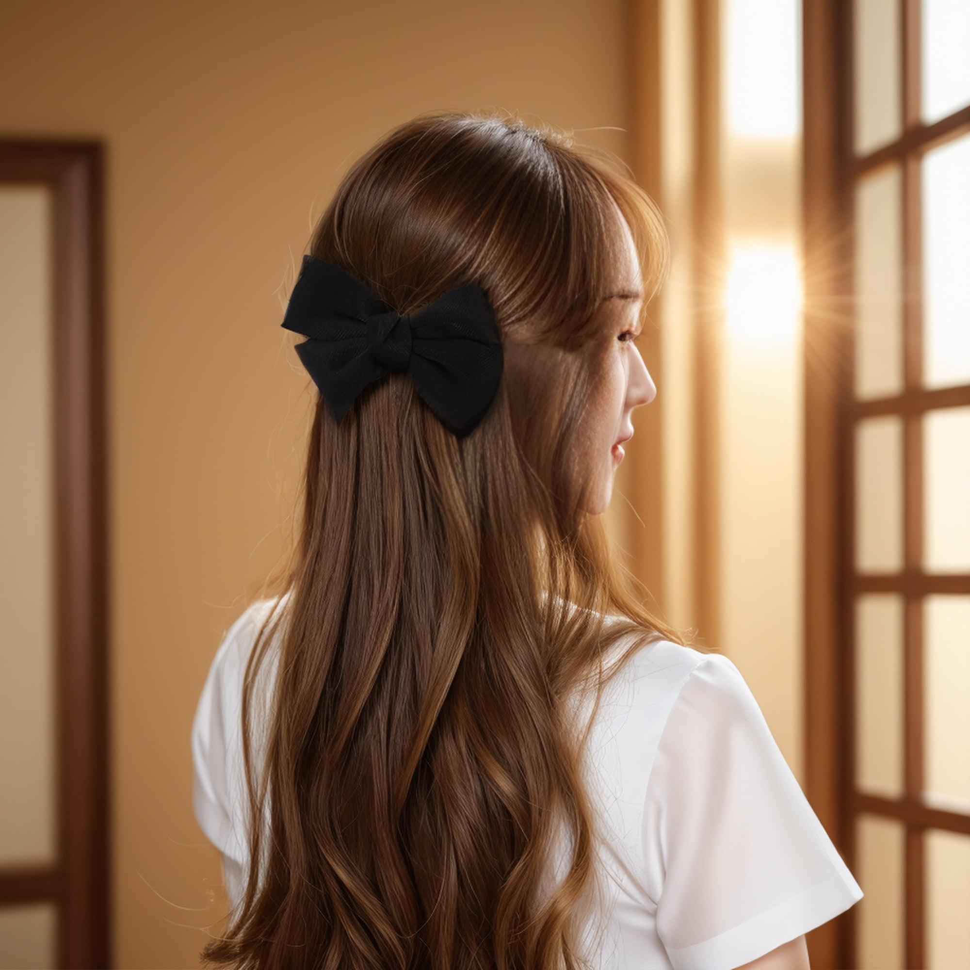 Unique Bargains Classic Bow Hair Clips Hairdo Clip Black