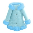 thumbnail image 5 of Generic Girls Christmas Clothes Kids Little Thicken Coat Winter Warm Faur Leather Button Down Jacket with Hood Long Sleeve Outerwear for Casual Soft Comfortable Clothing(8-9 Years,Sky Blue), 5 of 7
