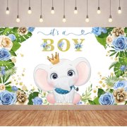 Cute Elephant It‘s a Boy Baby Shower Backdrop Baby Boy Photography Background,Baby Boy Panda Baby Shower Party Cake Table Decoration Banner Photo Booth Props