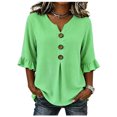 thumbnail image 2 of Women's 3/4 Sleeve V-Neck Plus Size Casual Fashion Blouse Loose Comfortable Top, 2 of 5
