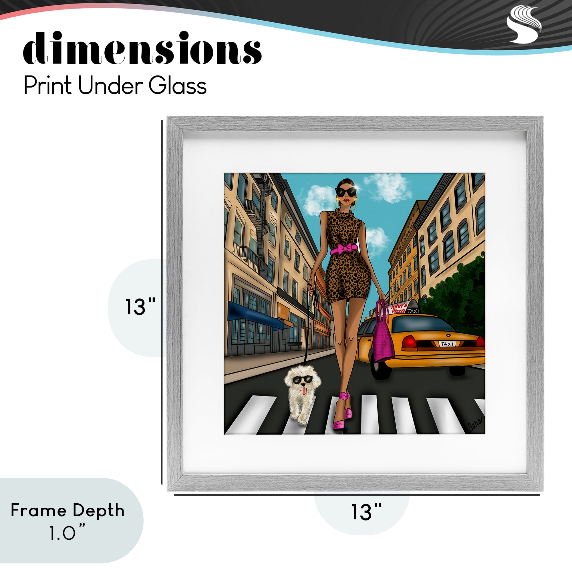 Stupell Industries Fashion Girl in Big City Gray Framed Print Under Glass, design by Tara Boone