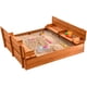 thumbnail image 1 of Sandbox Play22 de madera grande para niños con tapa, bancos y forro, 1 of 8