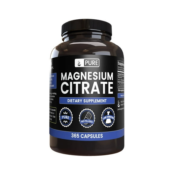 Pure Original Ingredients Magnesium Citrate 365 Capsules No Magnesium Or Rice Fillers, Always Pure, Lab Verified