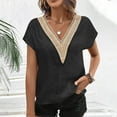 thumbnail image 2 of Tops Trendy Business Casual Outfits for Women, Womens Short Sleeve Sexy Summer Tops Lace Trim V Neck Loose Blouses Lightweight Vacation Tops Dressy Casual Shirts, 2 of 7