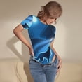 thumbnail image 3 of Balery A Wolf Barks Out A Window Body de cuello redondo de manga corta para mujer Tops de manga corta Tops básicos-Small, 3 of 7