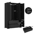 thumbnail image 3 of 72" Armoire Wardrobe Closet with Mirror,LED Wardrobe with 4 Doors & 2 Drawers,Wooden Wardrobe Storage Cabinet with Hanging Rod,Adjustable Shelves for Bedroom,Black, 3 of 8