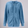 thumbnail image 5 of Sweaters for Women Long Sleeve Knitted Zip Up Hoodies Ribbed Pullover Loose Casual Sweatshirts with Pocket Blue M, 5 of 8