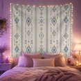 thumbnail image 2 of Blue Diamond Medallions in Balanced Ivory Rows, Calming Boho for Home Decor Lovers, Geometric Wall Art, Housewarming Gift, Tapestry Wall Hanging for Bedroom and Living Room, 2 of 7