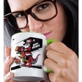 thumbnail image 2 of 3drose, Funny Cute Santa Claus Ridng T-rex Dinosaur Christmas Abstract, 15oz Two-tone Green Mug, 2 of 6