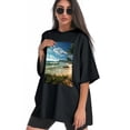 thumbnail image 3 of Plus Size Shirt for Women Oversized Black Tops for Women Short Sleeves Shirt for Women Seaside (28) T Shirt Crewneck Shirt for Women M, 3 of 5