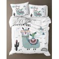 thumbnail image 3 of Move Over Alpaca Bedding Sets King Cartton Cactus Duvet Cover Set Llama and Plants Pattern Microfiber Kids Bedding No Filling, 3 of 8