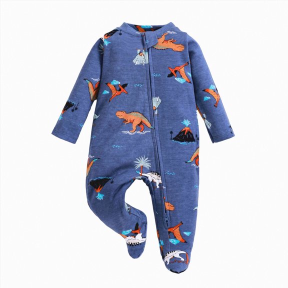 enyan Baby Outfits Boy Girl Baby Footies Zip Front Footed Sleep N Play Sleepwear Nightwear Infant Boys Girls Sleepwear(Dark Blue,0-3 Months)