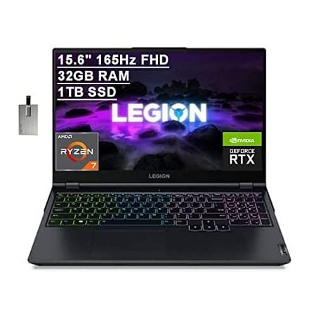 Lenovo 2022 Legion 5 Gaming 15.6" FHD 165Hz Laptop Computer, AMD R7-5800H (Beats i7-10750H), 32GB RAM, 1TB PCIe SSD, Backlit Keyboard, GeForce RTX 3060 Graphics, HD Webcam, Win 11, 32GB USB Card