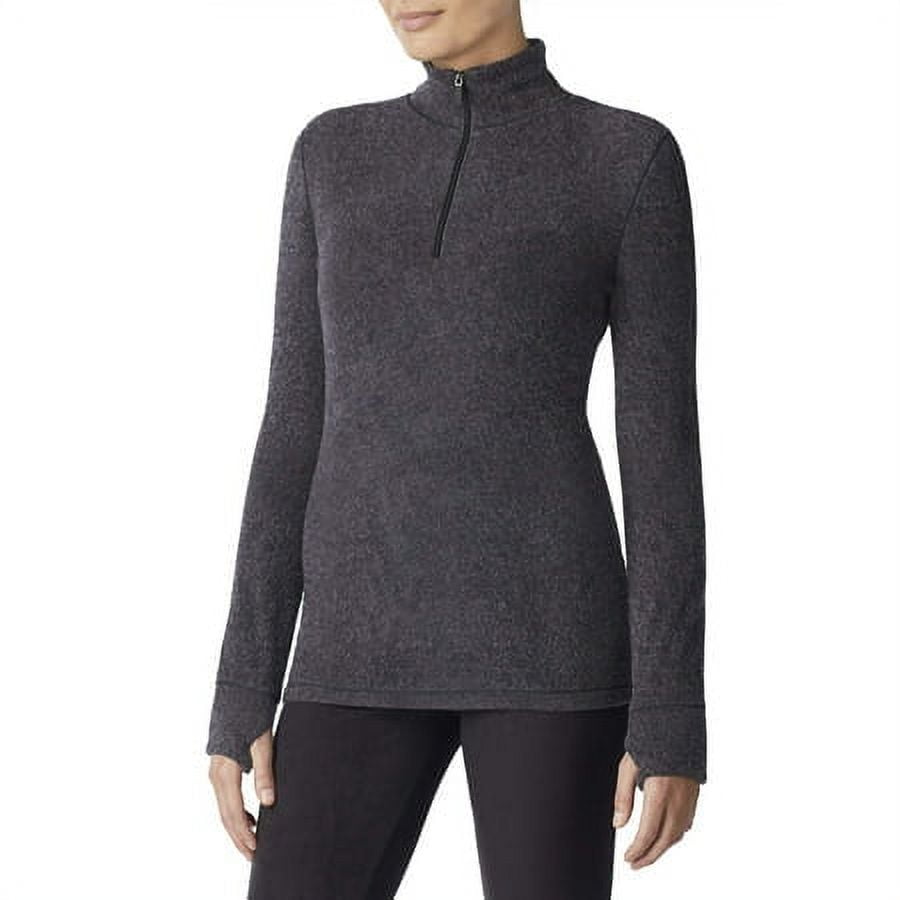 ClimateRight by Cuddl Duds Women's Warm Stretch Fleece Long Sleeve Mock with Half Zip Thermal Base Layer Top, Sizes XS to 4X