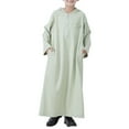 thumbnail image 6 of Mercatoo Boys Muslim Thobe Full Length Long Sleeve Zipper Solid Hooded Islami1 Ramadan Kaftan Robes Kids Soft Prayer Arabic Abaya, 6 of 8