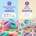 thumbnail image 4 of Livhil Elastic Hair Ties, 37 Colors Hair Accessories for Girls, Rubber Bands for Hair, Mini Hair Ties, 1784pcs Baby Hair Ties, 4 of 8