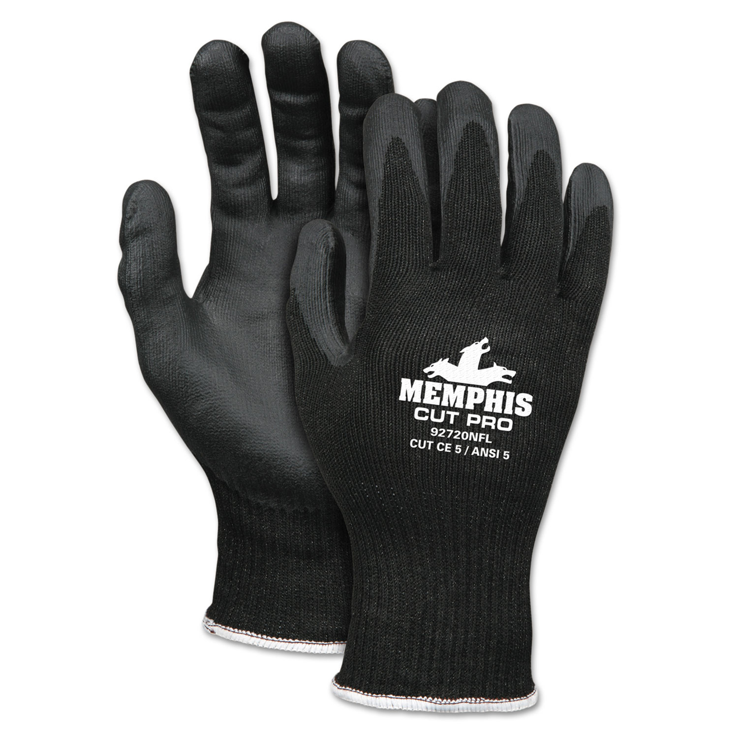 MCR Safety Cut Pro 92720NF Gloves Large Black HPPE/Nitrile Foam