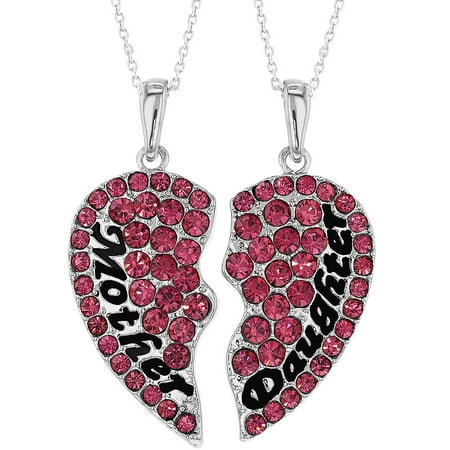 necklace pink mother heart pendants walmart daughter crystal ladies