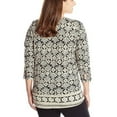 thumbnail image 3 of Lucky Brand Women's Plus Bohemian Block Textured Floral Print Tunic Top-Black / 1X, 3 of 5