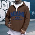 thumbnail image 1 of MHFRRA Sudadera con Capucha y Cremallera de Un Cuarto con Estampado de Letras, Suave, para Uso Diario, Cómoda, Ligera, Deportiva E Informal Café, 1 of 3